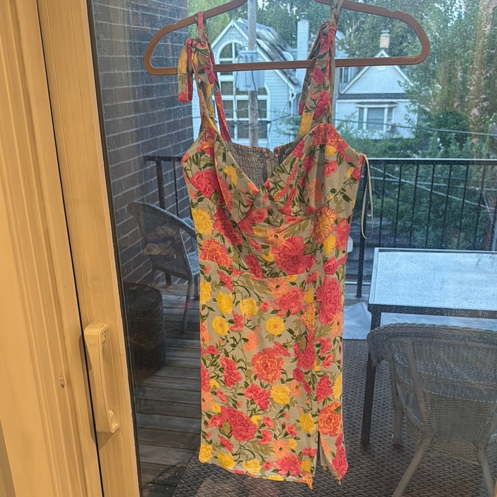 Wayf Floral Dress with Pink and Yellow Accents